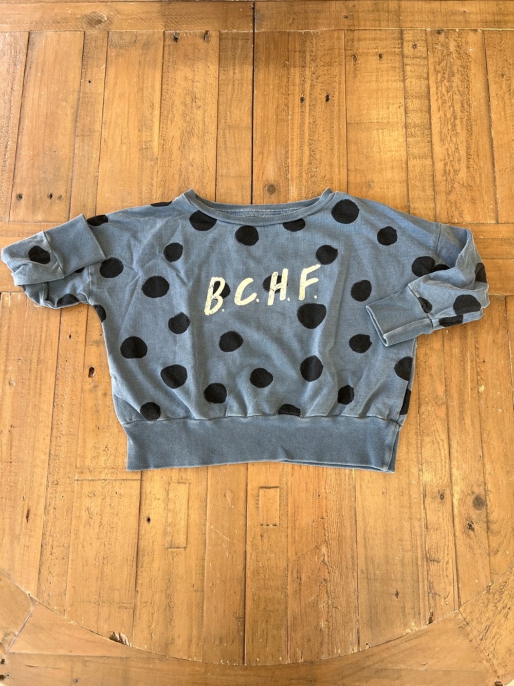 Bobo choses blue and black polka dot logo sweatshirt 2-3 years organic